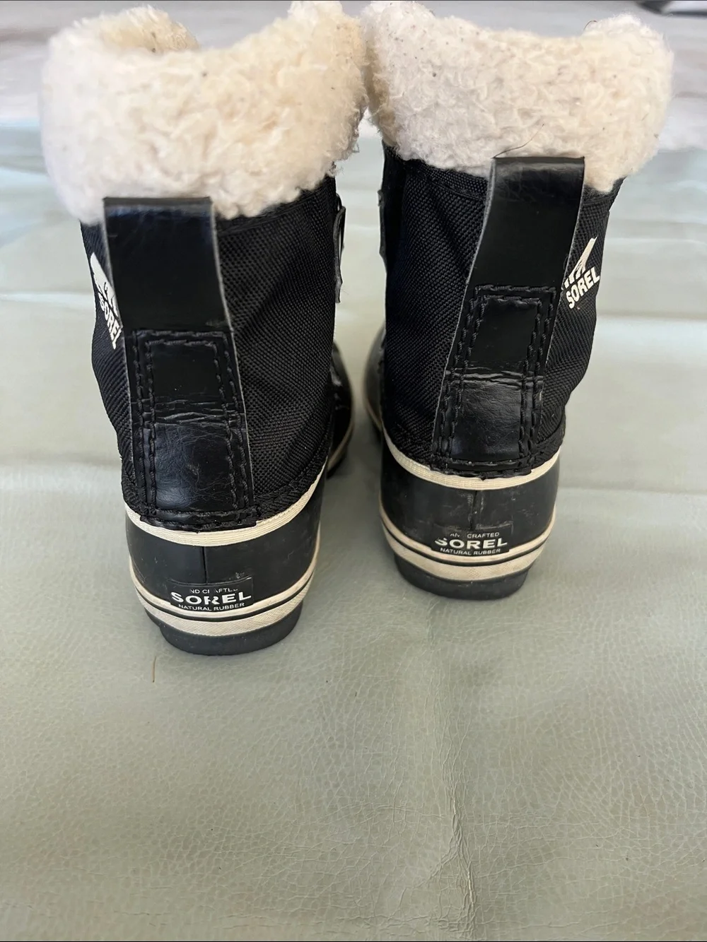 Sorel Kids Black Boots with Cream Faux-Fur Cuff